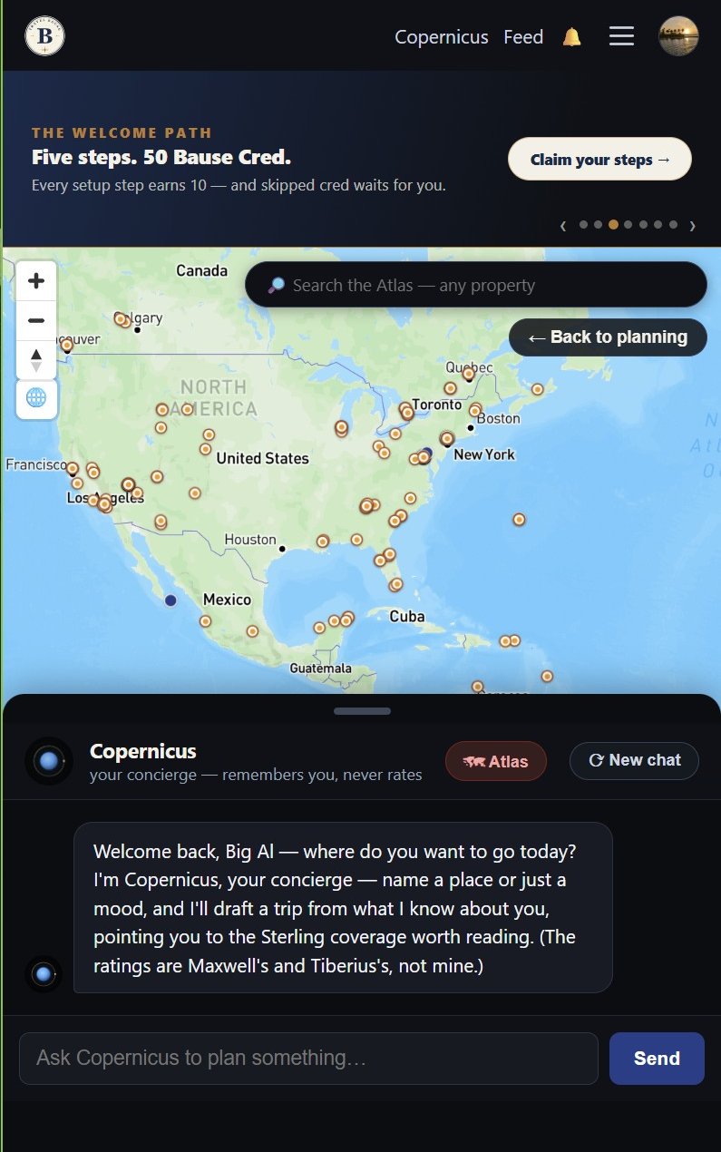 The Atlas in the app: a world map covered in gold pins marking assessed properties